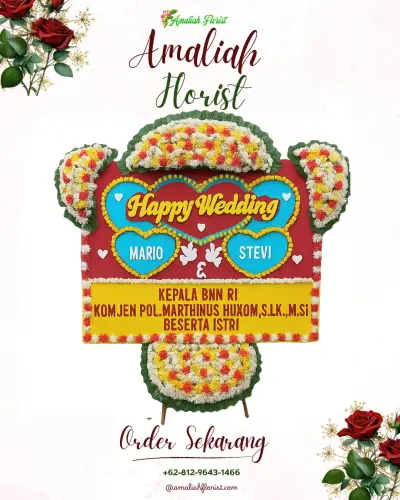 Karangan Papan Bunga Pernikahan di Bondan